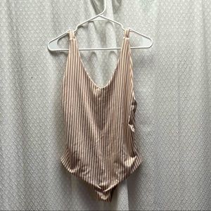 NWOT sundaze white and gold stripped one piece
